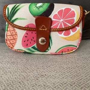 Dooney & Bourke summer fruits theme flap wristlet NWT
